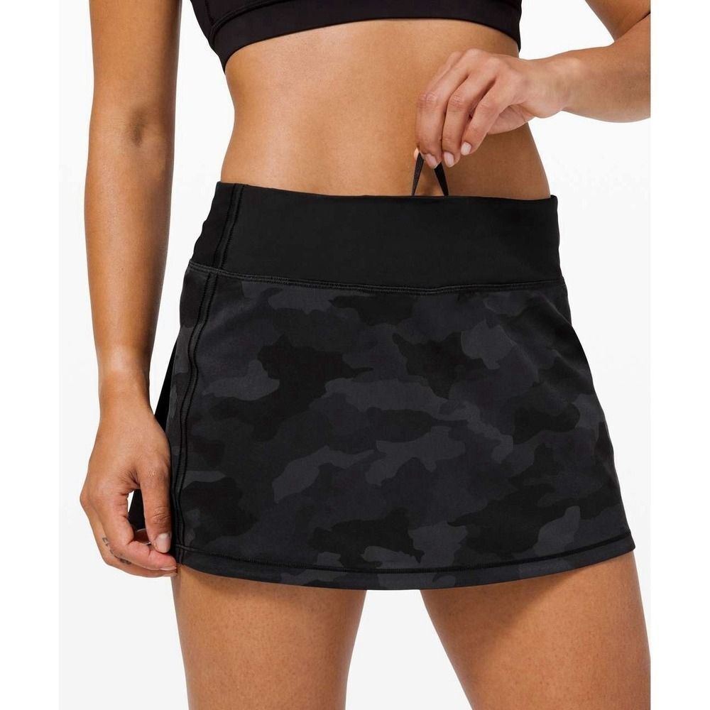 Lululemon Pace Rival Mid-Rise Skirt.Heritage 365 Camo Deep Coal Multi/Black.Sz 4 - Picture 15 of 15